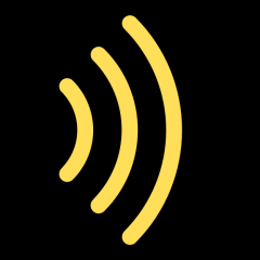 Many Voices Media yellow sound wave with black background